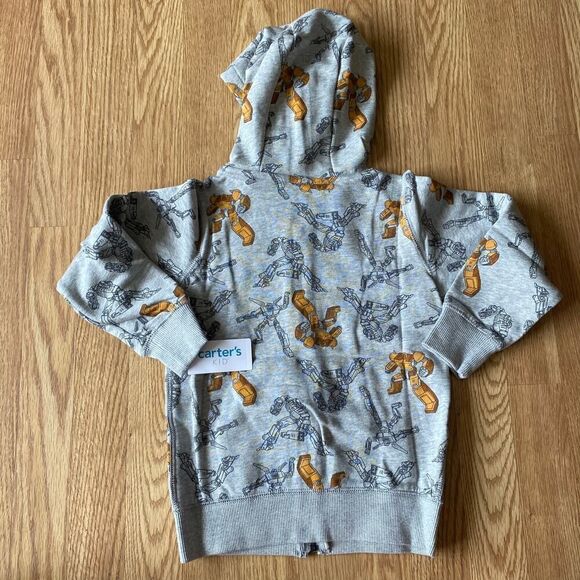 Carters Transformer Robot Print Zip Up Sweatshirt Gray Size 5 - Picture 8 of 9